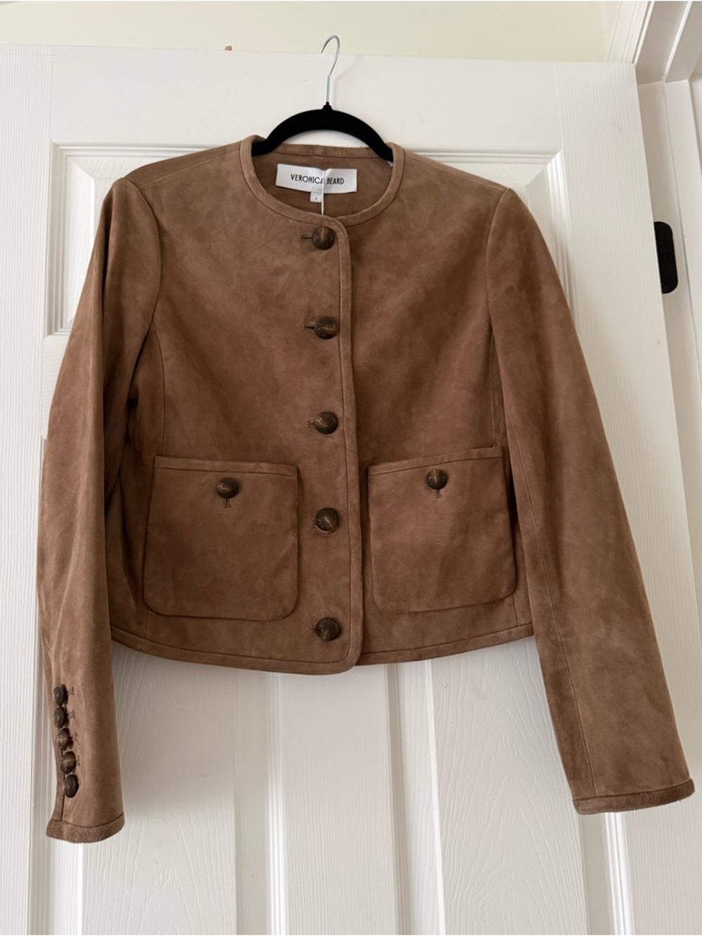Veronica Beard Andrea Suede Lambskin Leather Jacket Bark Brown NEW with tags - Picture 3 of 10